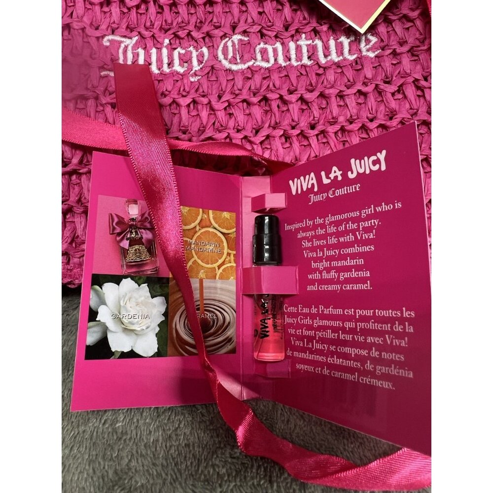 Juicy Couture Small Tote Bag Hot Pink & Viva La Juicy Mini Parfum Sample Spray - Picture 5 of 8